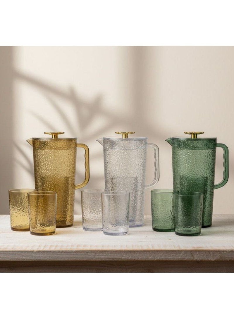 2L Water Jug Acrylic Pitcher with 4 Cups Large Capacity with Lid Handle Break-Proof Set for Cold Beverages Juice Milk - Image 3